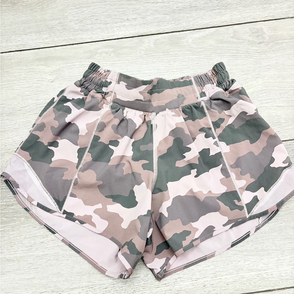 lululemon athletica Pink and Green Camo Women's Athletic Shorts